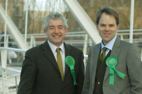 Rupert Read with Tony Juniper by the River Cam. Tony, the Greens' candidate in 2010, is personally backing Rupert’s MP campaign